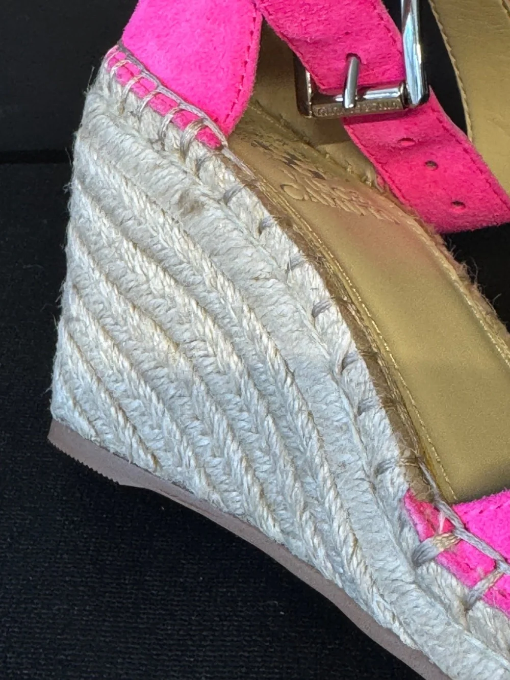 Vince Camuto Pink Suede Espadrille Wedge Sandals Ankle Strap Size 6.5
